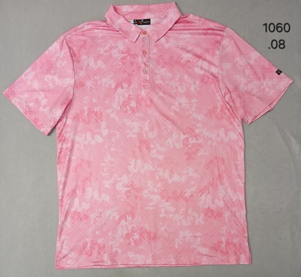 Yatta Golf (XL) Pink Short Sleeve Silk Button Polo Shirt